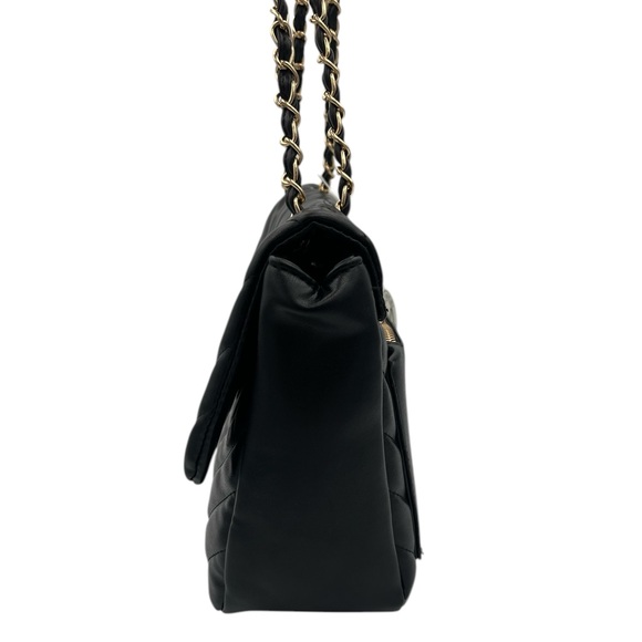 NWT Valentino Orlandi Black Quilted 2-way Handbag w/ Turn Lock & Trolley Pocket - Picture 6 of 13